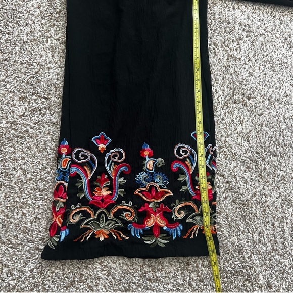 Liv Los Angeles Embroidered Black Wide-Leg Palazzo Pants Beach Boho Sz L - Picture 8 of 9